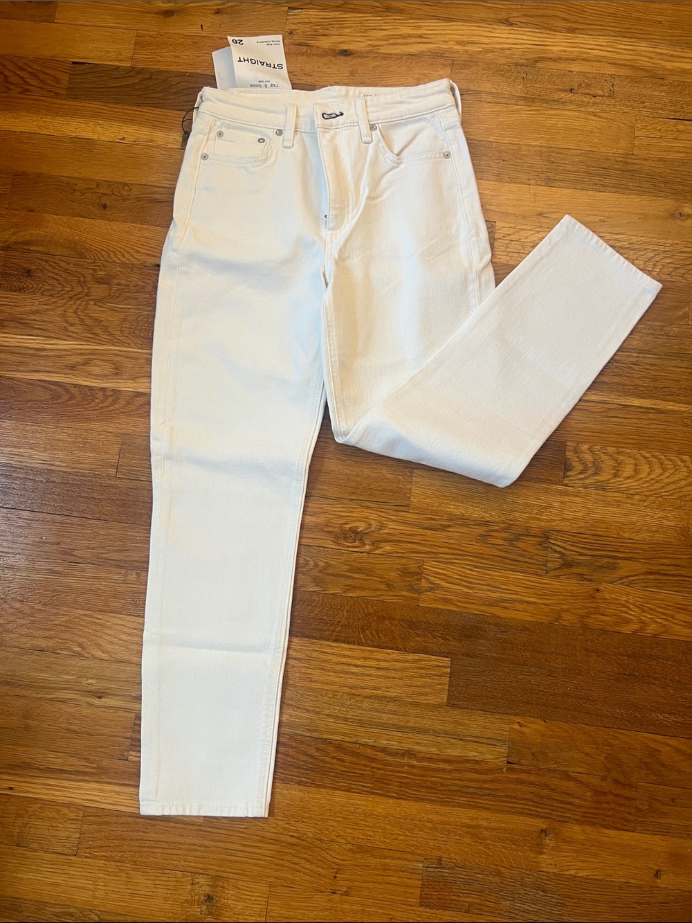 rag & bone Nina Straight High-Rise Ankle Jeans in Off-White